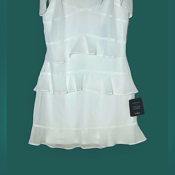 NWT Lulus Terrifically Trendy White Tiered Ruffled Mini Dress, Size XS - Picture 9 of 15